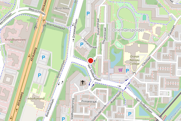 Brandweer-melding op Dunantstraat, Zoetermeer op 9 juni, kaart-overzicht