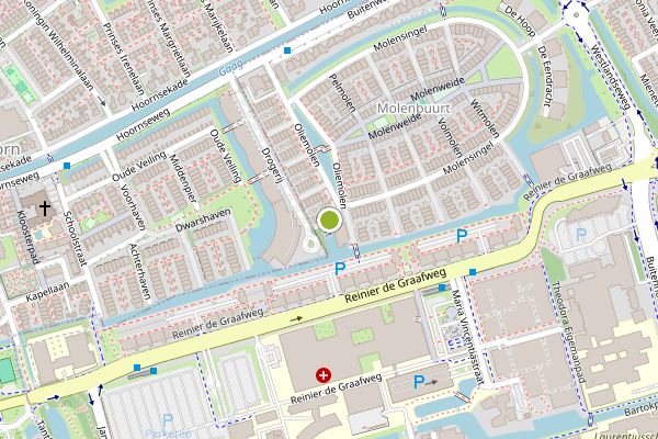 Ambulance-melding op Oliemolen, Delft op 9 juni, kaart-overzicht