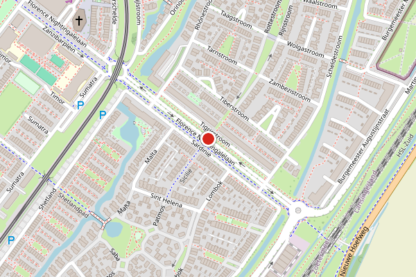 Brandweer-melding op Florence Nightingalelaan, Zoetermeer op 10 juni, kaart-overzicht