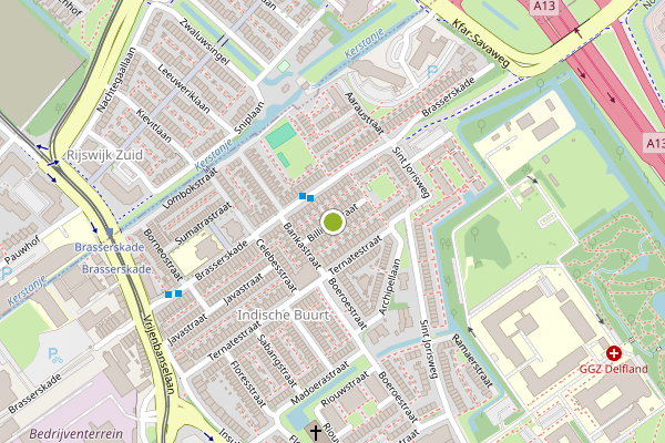 Ambulance-melding op Billitonstraat, Delft op 10 juni, kaart-overzicht