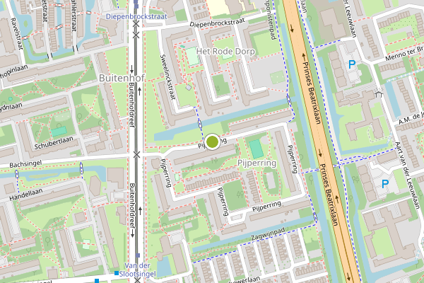 Ambulance-melding op Pijperring, Delft op 10 juni, kaart-overzicht