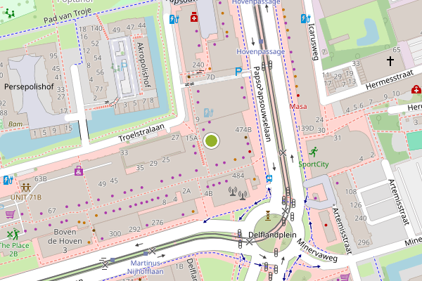Ambulance-melding op Troelstralaan, Delft op 10 juni, kaart-overzicht