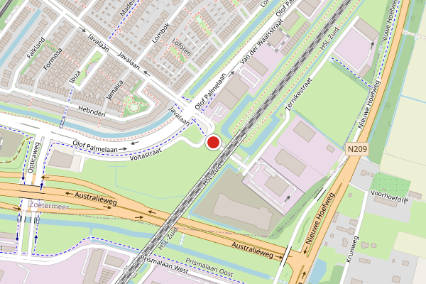 Brandweer-melding op Zernikestraat, Zoetermeer op 11 juni, kaart-overzicht