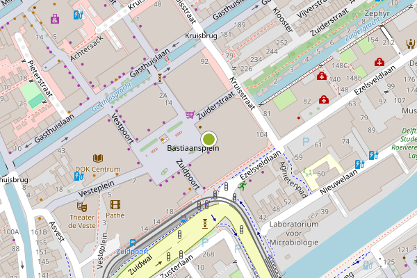 Ambulance-melding op Bastiaansplein, Delft op 11 juni, kaart-overzicht