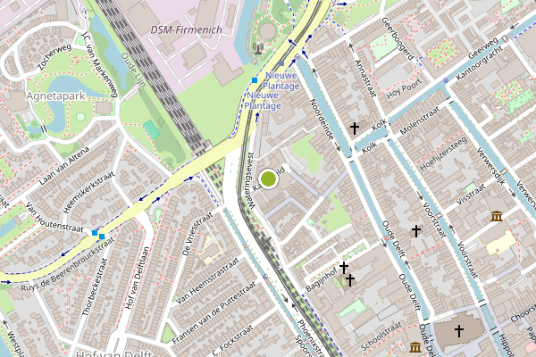 Ambulance-melding op Kampveld, Delft op 11 juni, kaart-overzicht