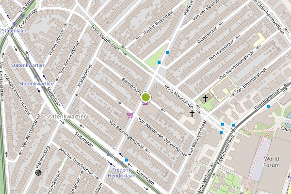 Ambulance-melding op Bentinckstraat, Den Haag op 11 juni, kaart-overzicht
