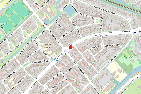 Brandweer-melding op Parkweg, Voorburg op 12 juni, kaart-overzicht
