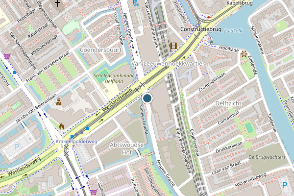 Politie-melding op Nieuwe Gracht, Delft op 12 juni, kaart-overzicht