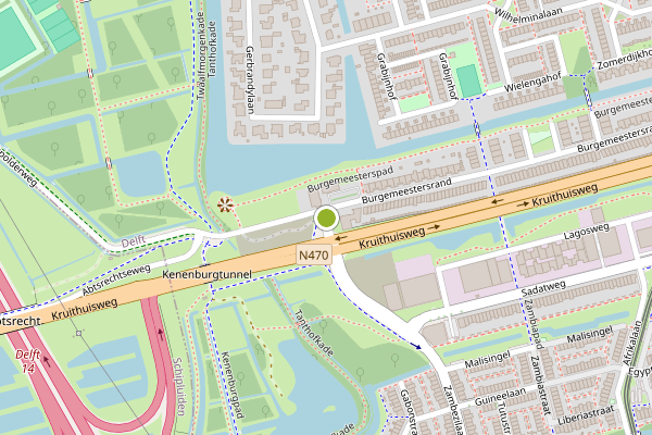 Ambulance-melding op Kerkpolderweg, Delft op 13 juni, kaart-overzicht