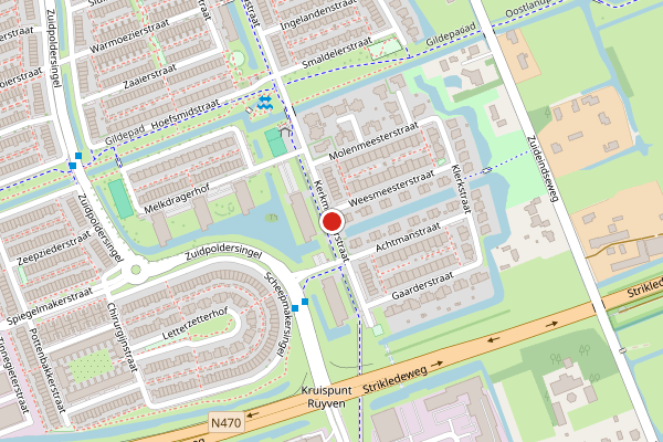 Brandweer-melding op Kerkmeesterstraat, Delfgauw op 13 juni, kaart-overzicht