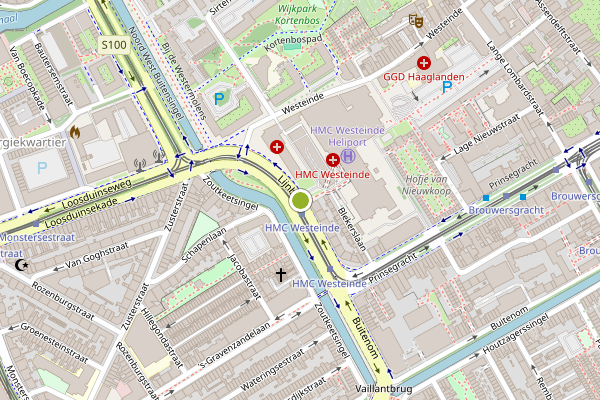 Ambulance-melding op Lijnbaan, Den Haag op 4 mei, kaart-overzicht
