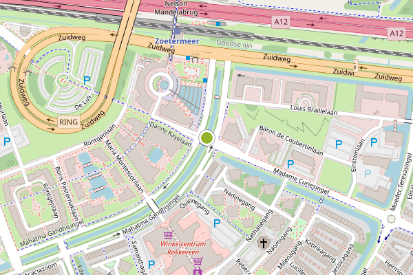 Ambulance-melding op Madame Curiesingel, Zoetermeer op 15 juni, kaart-overzicht