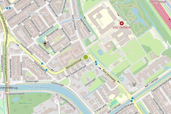 Ambulance-melding op Bonairestraat, Delft op 15 juni, kaart-overzicht