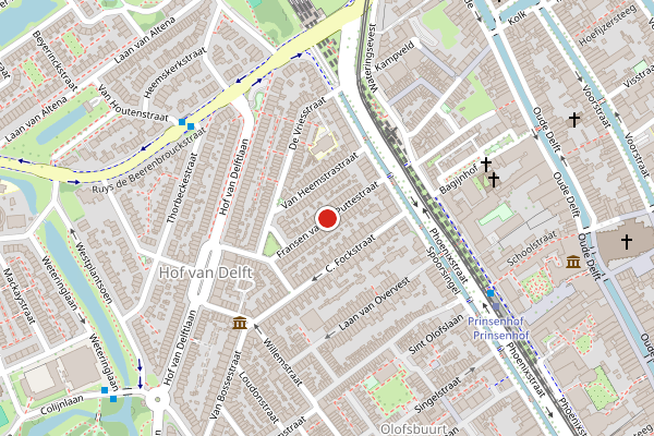 Brandweer-melding op Fransen van de Puttestraat, Delft op 14 juni, kaart-overzicht