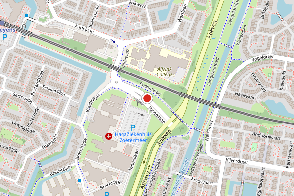 Brandweer-melding op Toneellaan, Zoetermeer op 4 mei, kaart-overzicht