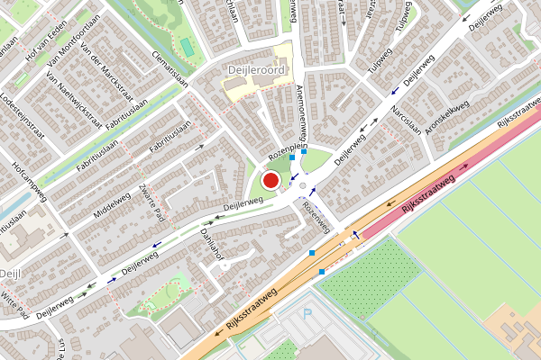 Brandweer-melding op Clematislaan, Wassenaar op 1 mei, kaart-overzicht