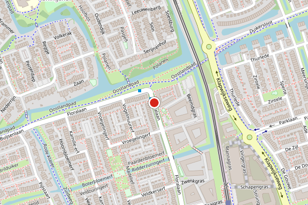 Brandweer-melding op Floralaan, Pijnacker op 4 mei, kaart-overzicht