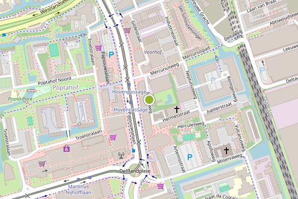 Ambulance-melding op Icarusweg, Delft op 4 mei, kaart-overzicht