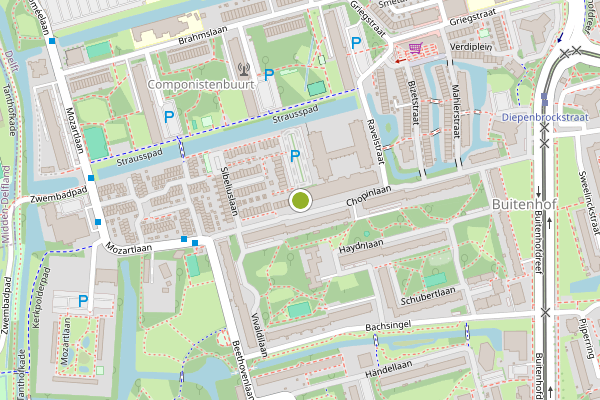 Ambulance-melding op Chopinlaan, Delft op 4 mei, kaart-overzicht