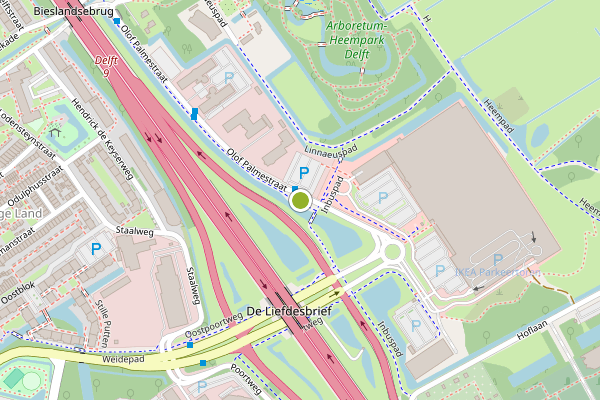 Ambulance-melding op Olof Palmestraat, Delft op 4 mei, kaart-overzicht