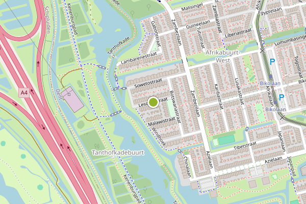 Ambulance-melding op Lesothostraat, Delft op 4 mei, kaart-overzicht