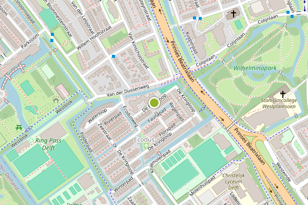 Ambulance-melding op De Kringloop, Delft op 4 mei, kaart-overzicht