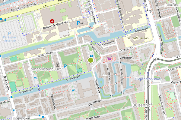 Ambulance-melding op Debussystraat, Delft op 4 mei, kaart-overzicht