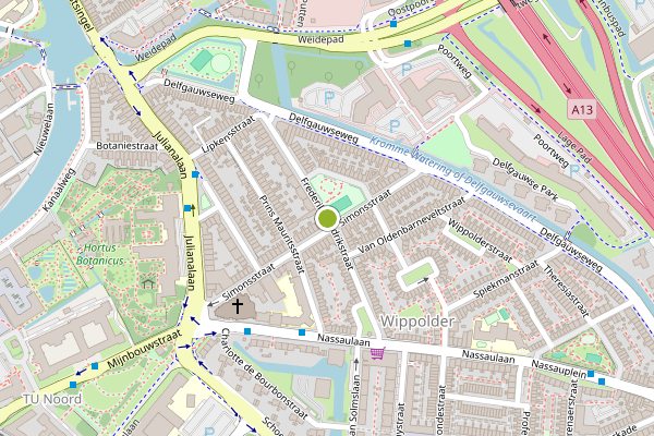 Ambulance-melding op Frederik Hendrikstraat, Delft op 15 juni, kaart-overzicht