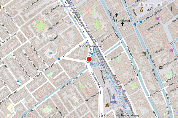 Brandweer-melding op Spoorsingel, Delft op 15 juni, kaart-overzicht