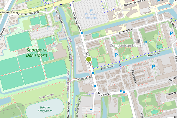 Ambulance-melding op Mozartlaan, Delft op 15 juni, kaart-overzicht