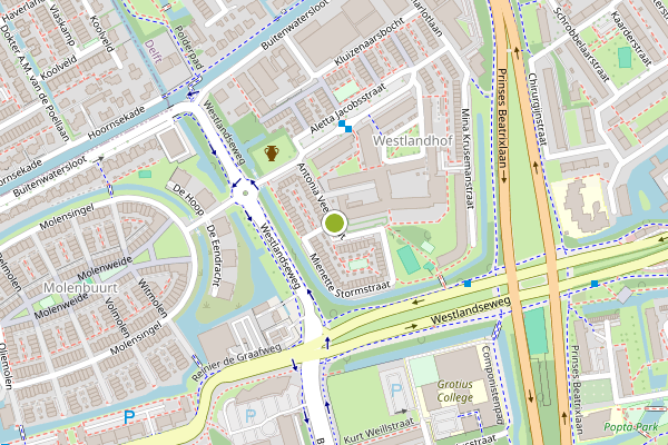 Ambulance-melding op Antonia Veerstraat, Delft op 16 juni, kaart-overzicht