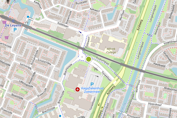 Ambulance-melding op Toneellaan, Zoetermeer op 16 juni, kaart-overzicht