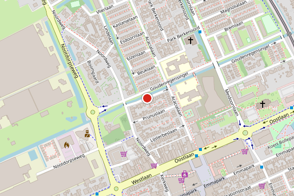 Brandweer-melding op Goudenregensingel, Pijnacker op 16 juni, kaart-overzicht