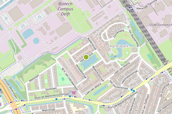 Ambulance-melding op Vijver Noord, Delft op 17 juni, kaart-overzicht