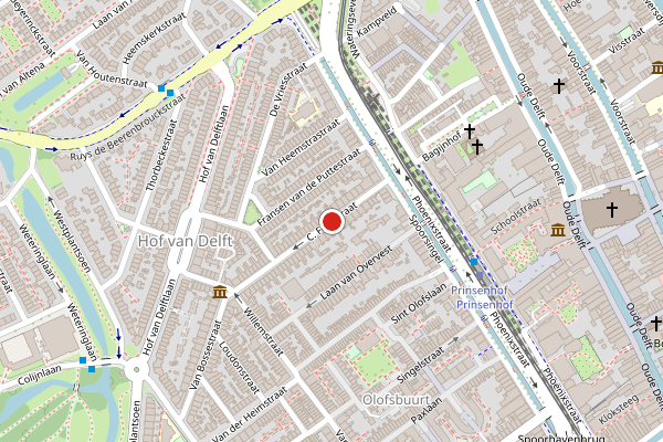 Brandweer-melding op C. Fockstraat, Delft op 16 juni, kaart-overzicht