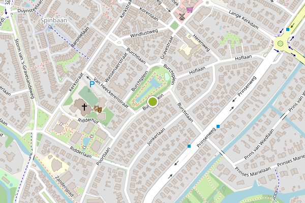 Ambulance-melding op Burchtplein, Wassenaar op 17 juni, kaart-overzicht