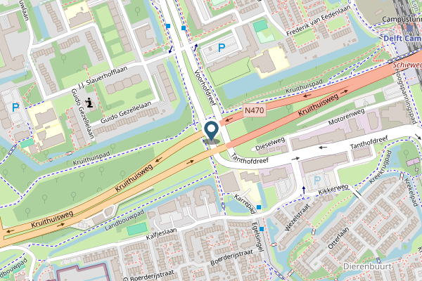 Politie-melding op Voorhofdreef, Delft op 4 mei, kaart-overzicht