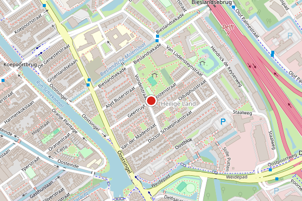 Brandweer-melding op Geertruyt van Oostenstraat, Delft op 19 juni, kaart-overzicht