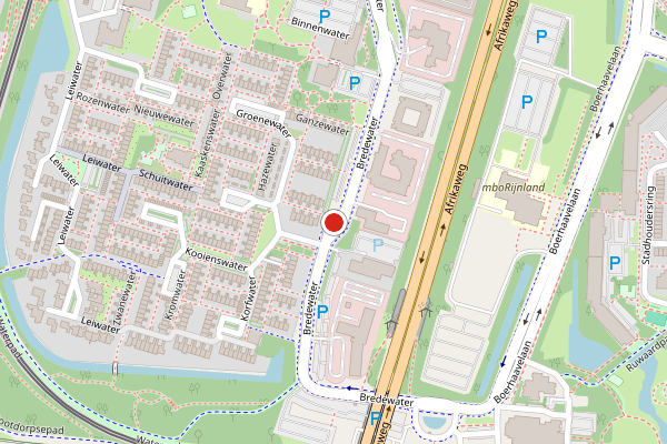 Brandweer-melding op Bredewater, Zoetermeer op 5 mei, kaart-overzicht