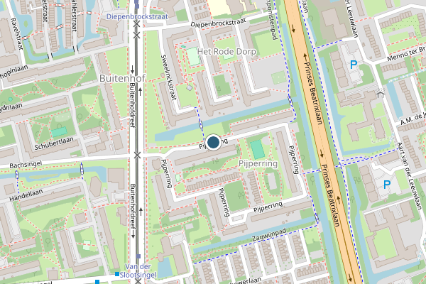 Politie-melding op Pijperring, Delft op 5 mei, kaart-overzicht