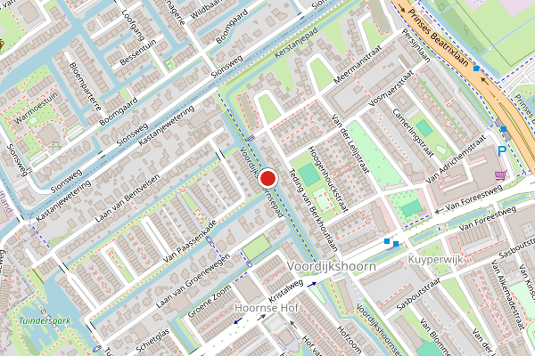 Brandweer-melding op Voordijkshoornsepad, Delft op 20 juni, kaart-overzicht