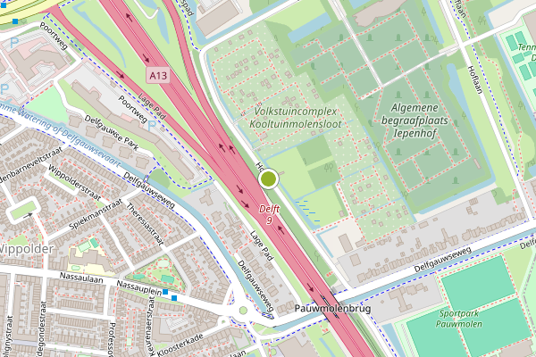 Ambulance-melding op Hoflaan, Delft op 20 juni, kaart-overzicht