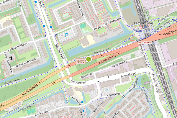 Ambulance-melding op Kruithuisweg, Delft op 20 juni, kaart-overzicht