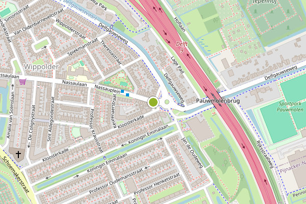 Ambulance-melding op Nassaulaan, Delft op 20 juni, kaart-overzicht