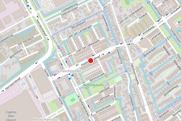 Brandweer-melding op Hoefslagendreef, Delft op 21 juni, kaart-overzicht