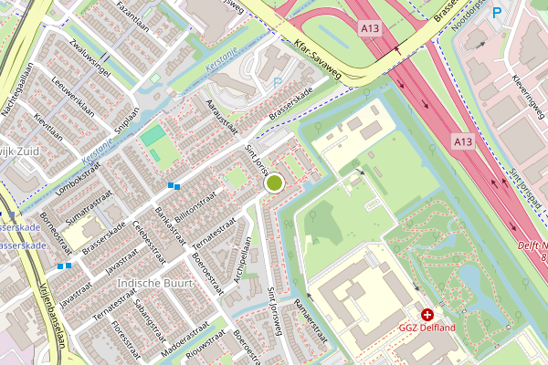Ambulance-melding op Sint Jorisweg, Delft op 21 juni, kaart-overzicht