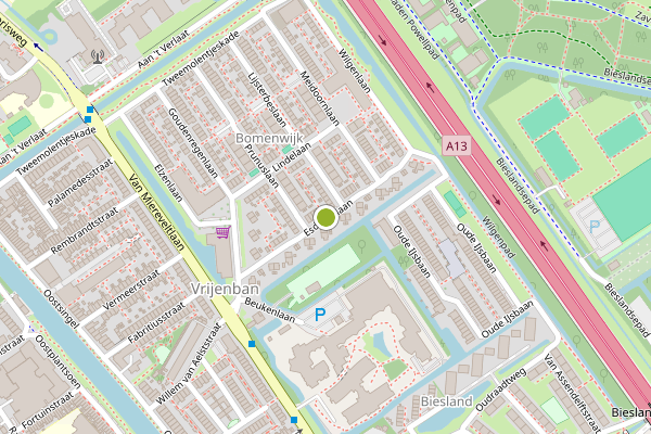 Ambulance-melding op Esdoornlaan, Delft op 21 juni, kaart-overzicht