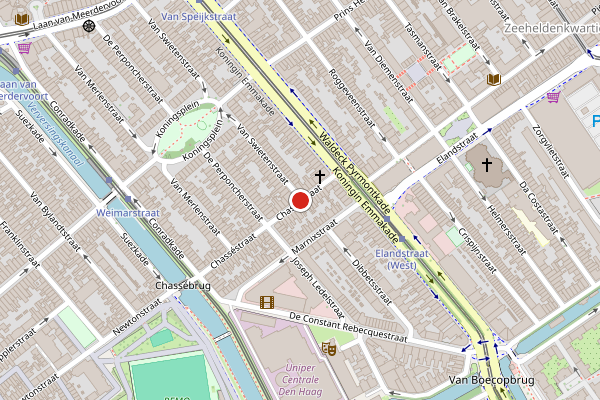 Brandweer-melding op Chassestraat, Den Haag op 21 juni, kaart-overzicht
