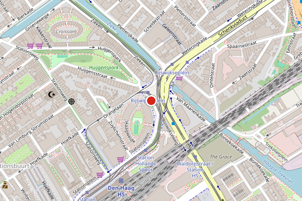 Brandweer-melding op Rijswijkseplein, Den Haag op 22 juni, kaart-overzicht