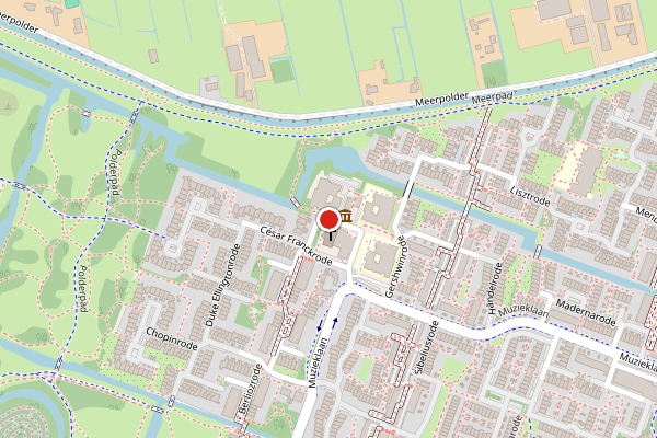 Brandweer-melding op Cesar Franckrode, Zoetermeer op 22 juni, kaart-overzicht